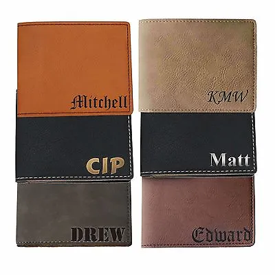 Custom Engraved Leather Bi Fold Wallet - Personalized Men's Gift For Groomsmen • $24.99