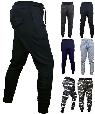 EX STORE Mens PREMIUM Joggers Fleece ZIP POCKETS Bottoms Jogging BIG SIZES M-6XL • £12.99