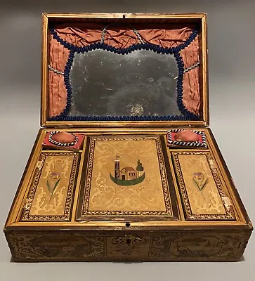 C.1800 Large French Napoleonic Prison Of War Straw Work Box / Jewellery Casket • £550