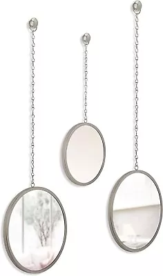 Umbra Dima Round Set Of 3 Trio Mirrors Decor/Wall Art - Titanium • $24.99