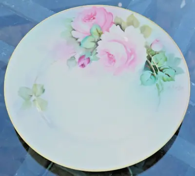 Noritake  M  Hand Painted Dessert Plate Pink Rose Gold Trim K. Saito Artist • $25