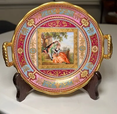 ANTIQUE 19th Century VIENNA BEEHIVE MARK CAMEO PLATE HAND PAINTED ENAMEL BOWL • $85