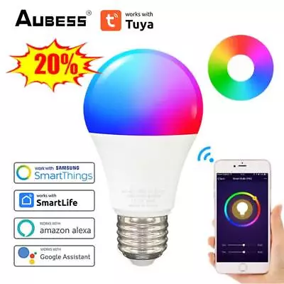 E27 B22 WiFi Smart LED Light Bulb RGB Globe Color Lamp 15W Alexa Google Home 🌼 • $14.29