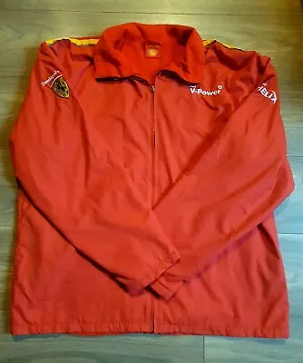 Shell Ferrari Jacket Mens Large Red Full Zip Logo F1 Soft Shell Fleece Lined VTG • £20