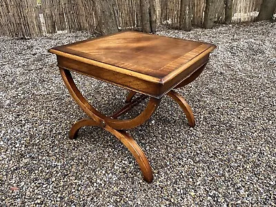 Antique Reproduction Inlaid Mahogany Scissor Leg Square End Side Coffee Table  • £225