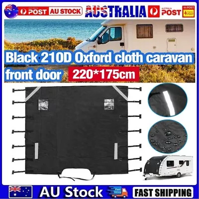 Universal Caravan Front Towing Cover Protector + 2 LED Light Guard Shield Black • $37.42