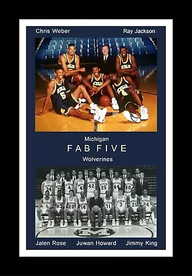 Michigan Wolverines Fab 5 Multi Image Matted Pic Weber/rose/jackson/howard/king2 • $10.95