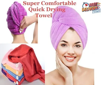 Hair Drying Turban Towel 100% Cotton Twist Wrap Quick Dry Head Bath Cap Hat Band • £3.49