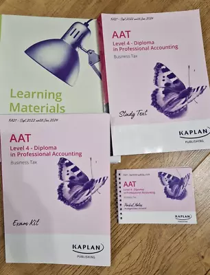 Kaplan AAT Level 4 Business Tax 2023/24 Study Text Exam Kit Pocket Notes • £50