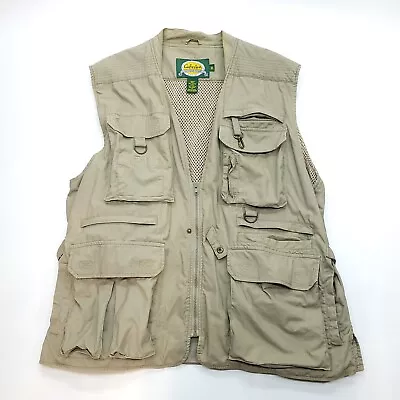 Cabelas Safari Vest Men 2XL Beige Khaki Outdoor Vented Camping Fishing Photo • $38