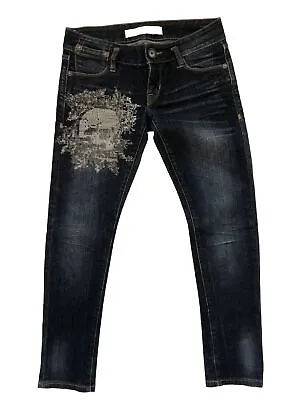 Ed Hardy White Label Crystal Skull Selvedge Jeans - UK 8 - Low Rise • $62.16