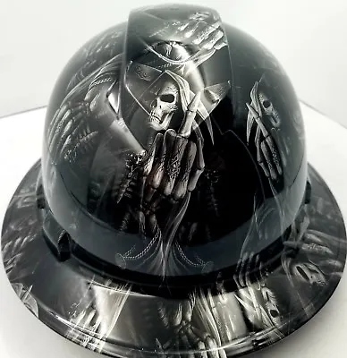 $51.99 • Buy Hard Hat Custom Hydro Dipped , OSHA Approved FULL BRIM ,FTW GRIM REAPER UP YOURS