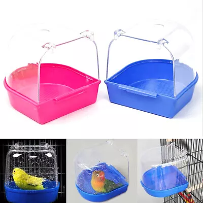 1Pc Plastic Bird Water Bath Box Parrot Hanging Bird Bath Cage Bathtub Bird B:da • £6.72