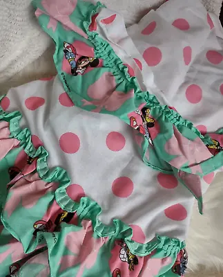 $30 • Buy Vtg Disney Minnie Mouse Pink Polka Dot SINGLE Curtain 44  X 63  Fabric Bed Sheet