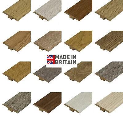 Laminate Wood Flooring T Section MDF Threshold Strip Edge Profile Door Strip Bar • £49.98