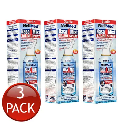 3 X Neilmed Nasamist Isotonic Spray Saline Solution Nasal Wash Sinus Colds 75mL • $30.87