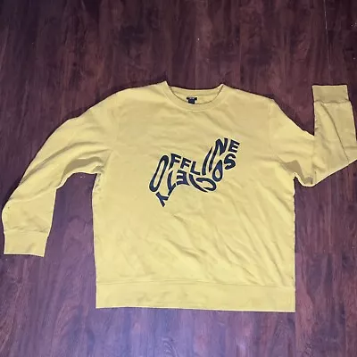 H&M Yellow Sweatshirt  Offline Society  Black Print Pullover Men Size XL HnM • $12