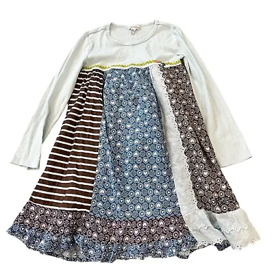Naartjie Play-Sisi Long-Sleeve Vintage Dress 9 Years Blue/Brown Hearts Design • $25