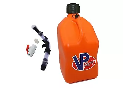 VP Racing Orange Square 5 Gallon Fuel Jugs + Hose Hose Bender And Ball Valve • $53.95