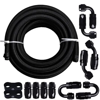 AN6 -6AN 3/8  Braided Oil Fuel Hose Line Kit W/ Fitting Stainless Steel 10FT • $35.99