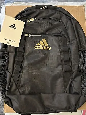 Adidas Excel 6 Backpack With 16  Laptop Sleeve Tech Friendly Black And Gold NEW • $39