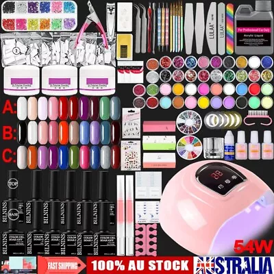 Full Gel Nail Polish Starter Kit Acrylic Powder Liquid UV Nail Lamp Manicure Set • $17.29