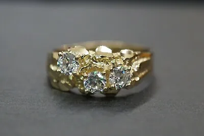 Real 10K Solid Yellow Gold 9MM Men Women Nugget CZ Ring. Size 9.5 • $190
