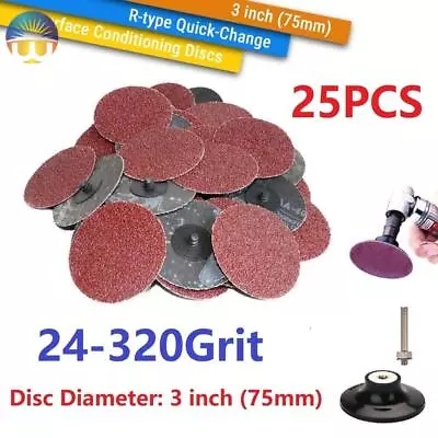 25PCS 75mm 3  R Type Sanding Disc Roll Lock Surface Pads Polishing Sandpaper • $33.75