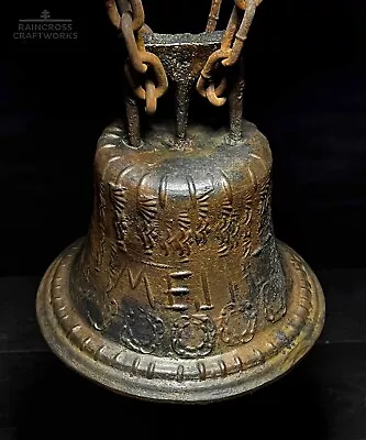 8 3/4  SPANISH COLONIAL BELL Vtg Large Antique Bronze Mission Style Old Decor • $899