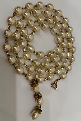 Sign Miriam Haskell Huge Pearls Baroque Crystal Rhinestone Necklace Jewelry 51” • $300