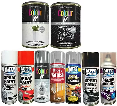 Spray Paint Aerosol Primer Matt Gloss Metallic Chalk Glitter Wood Metal Plastic • £7.78