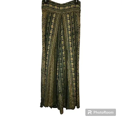 Women's Printed High Slit Casual Palazzo Pants Size S/M ? Wide Leg Tribal Hippie • $19.95