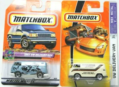 2 Matchbox VW Delivery Van MBX Metal #31 1967 TNT #72 Graphics Lot New #D41 • $10.98