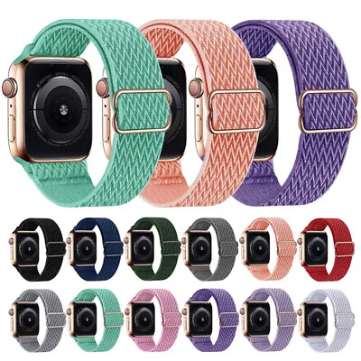 $15.19 • Buy For Apple Watch Series 7/6/5/4/3/2/1 Nylon Braided Strap Band Stretch Elastic AU