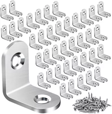 40PCS L Bracket Corner Brace Sets Stainless Steel Corner Bracket 90 Degree Sil • $11.94