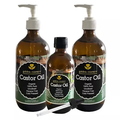 Pharma Glass Bottle Castor Oil 100% Organic/Cold Pressed/Hexane Free/FreeFreight • $38.99