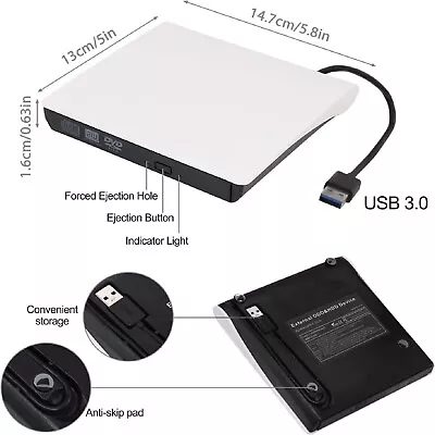 £14.19 • Buy External USB 3.0 Drive DVD±RW CD RW Drive Copier Writer Reader Rewriter