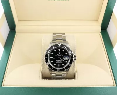 2004 Rolex Submariner 16610 Black Dial SS SEL Oyster No Holes Case 40mm • $8500