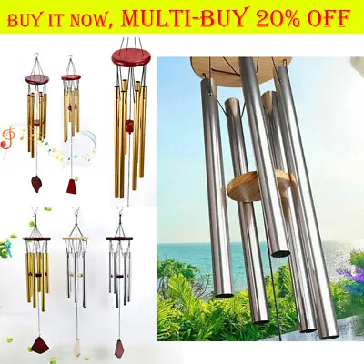 Wind Chimes Large Deep Tone Chapel Bells 6 Tubes Outdoor Garden Decor Gifts AF • £6.59