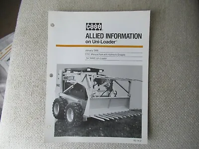 1989 Case Manure Fork W/ Hydraulic Grapple  1845C Uni-loader  Spec Brochure • $7.99