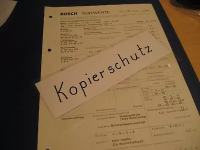 VW 1500 Convertible Karman Ghia Type 1 From 01.08.66 - Original Bosch Test Values Sheet • $5.93