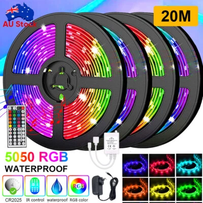 $8.99 • Buy Waterproof RGB LED Strip Lights IP65 5050 5M 10M 20M 12V Bluetooth OR IR Remote 