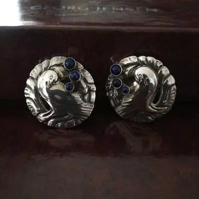  GEORG JENSEN Dove Earrings 66 Lapis Lazuli Vintage • $455.14