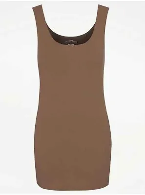 Womens Size  18  Brown Longline Vest Top • £1.20