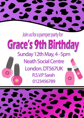  Personalised Invites Pamper Spa Birthday Party Invitations + Envelopes X12 (H) • £5.99