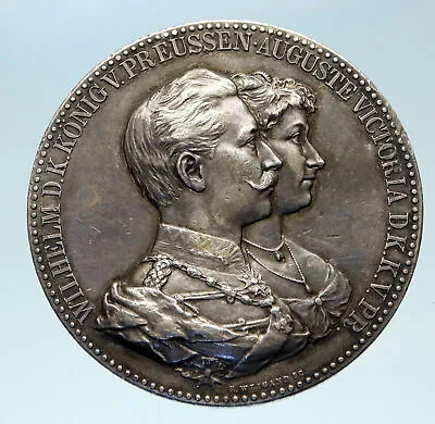 1859-1941 WILHELM II & AUGUSTA VICTORIA Of PRUSSIA & GERMANY Silver Medal I82728 • $673.65