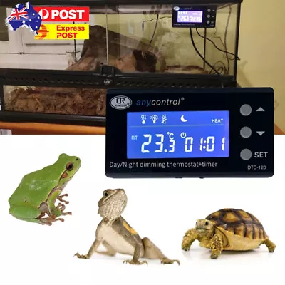 Digital LCD Reptile Thermostat PID Fish Tank Day & Night Dimming With Timer Heat • $48.99