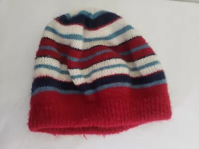 Vintage Betmar Knitted Beanie Hat Red White Blue Stripes Adult • $15.58