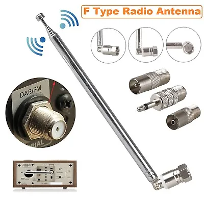 FM Radio Male F Type Telescopic Aerial Antenna 75Ohm 3.5mm Adapter For Bose Wave • $9.48