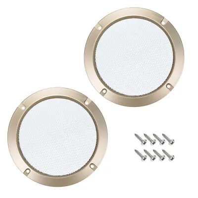 2pcs 3  Speaker Grill Mesh Decorative Circle Woofer Guard Protector Cover Golden • $10.96